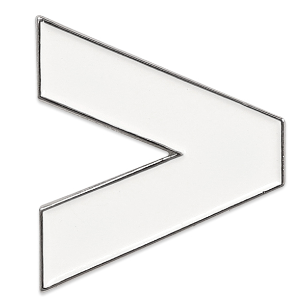 White Greater Than Pin - Magnetic Attachment